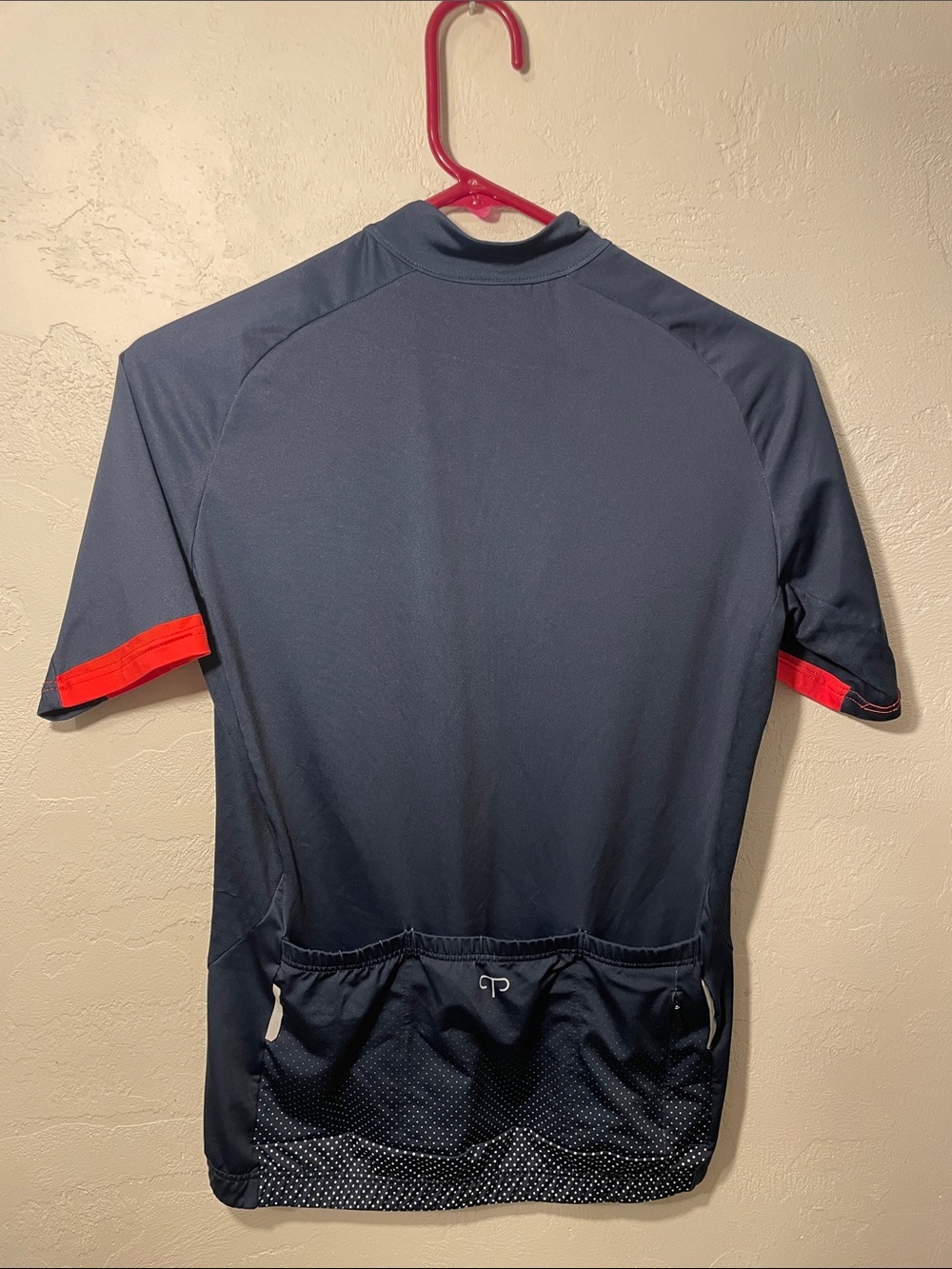 Peppermint Men's Navy Performance Cycling Jersey with Red Sleeve Trim - Picture 5 of 9